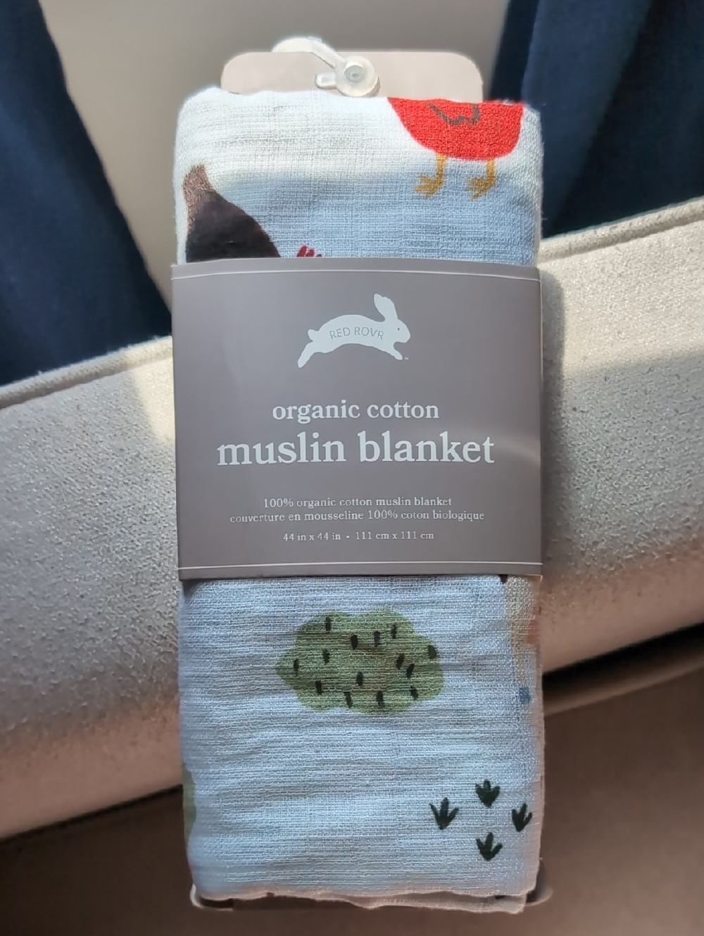 Red Rovr Barnyard Theme Organic Cotton Muslin Blanket